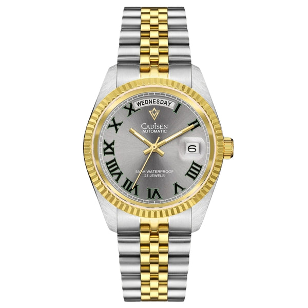 Relógio-Cadisen-Automático-Mecânico-Regalis-dourado-com-prata-1