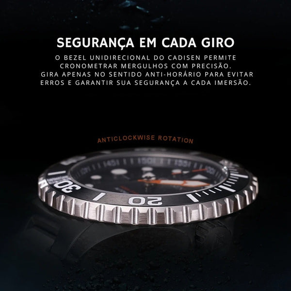 Relógio-Cadisen-Automático-Mecânico-Drenor-laranja-com-bezel-unidirecional-5