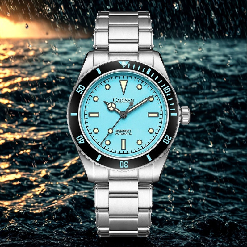 Relógio-Cadisen-Automático-Mecânico-Marchrono-azul-turquesa-1