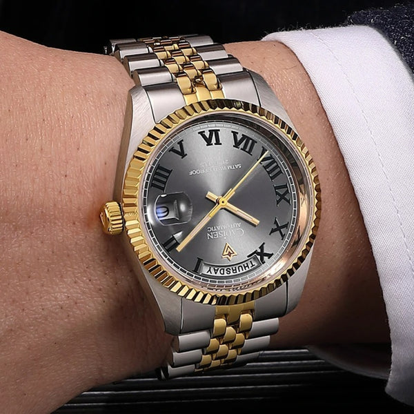 Relógio-Cadisen-Automático-Mecânico-Regalis-dourado-com-prata-4