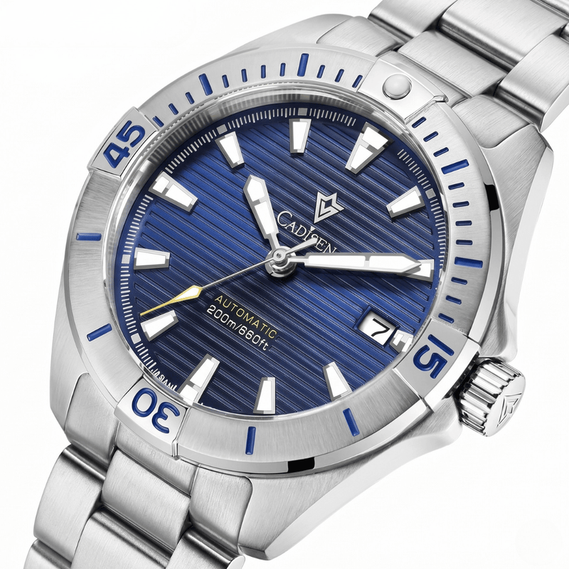 Relógio Automático Azul Masculino Cadisen Atlas Fjord 7