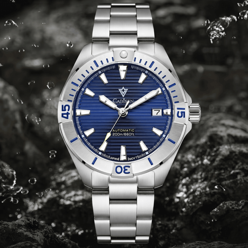 Relógio Automático Azul Masculino Cadisen Atlas Fjord 9