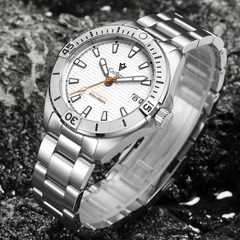 Relógio Automático Branco Masculino Cadisen Atlas Glacier 11