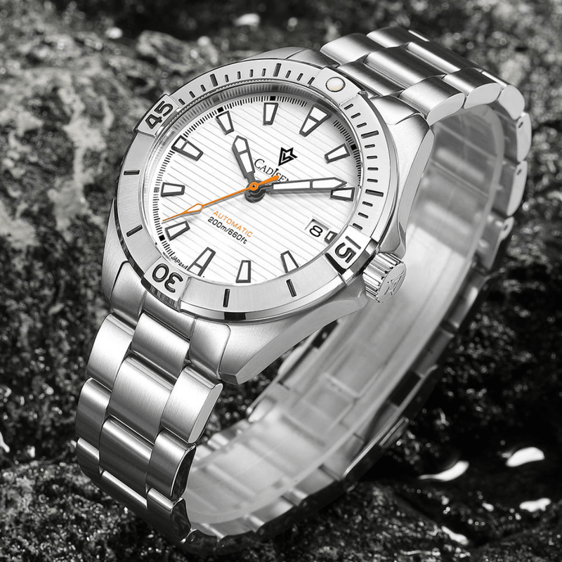 Relógio Automático Branco Masculino Cadisen Atlas Glacier 11