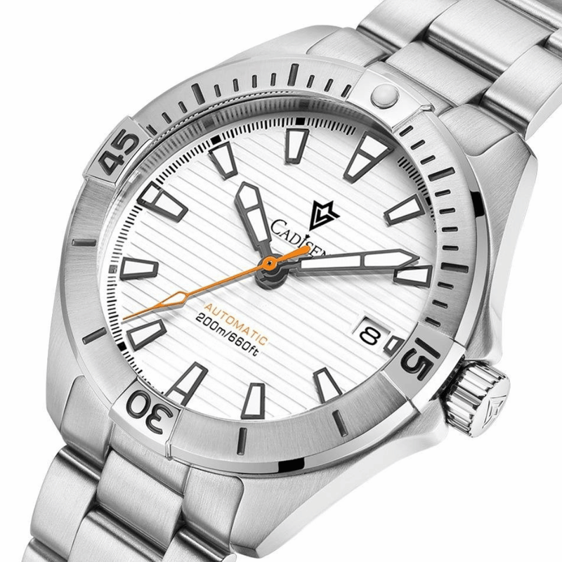 Relógio Automático Branco Masculino Cadisen Atlas Glacier 7