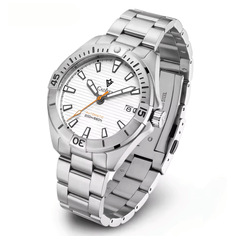 Relógio Automático Branco Masculino Cadisen Atlas Glacier 10