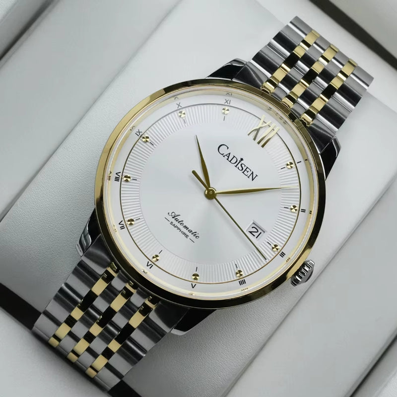 Relógio Automático Dourado Masculino Cadisen Severin Helios 6