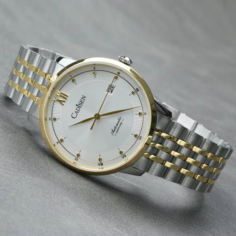 Relógio Automático Dourado Masculino Cadisen Severin Helios 7