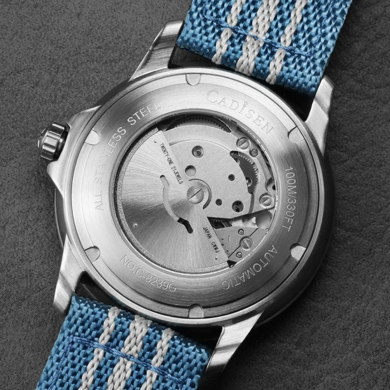 Relógio Cadisen Masculino Mecânico Automático Deep Presence Ice Voyage Azul Claro 3