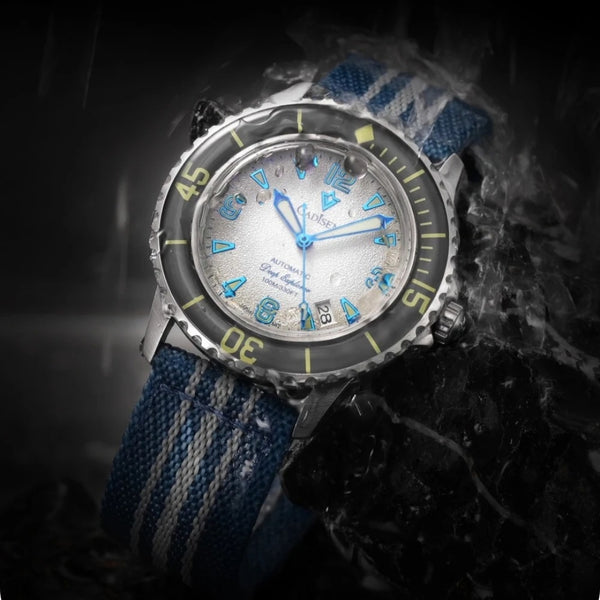 Relógio Cadisen Masculino Mecânico Automático Deep Presence Ice Voyage Azul Claro à prova d'água