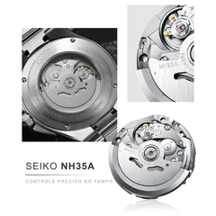 Relógio Cadisen Masculino Mecânico Automático Deep Presence Mariner Blue Azul com movimento seiko nh35a