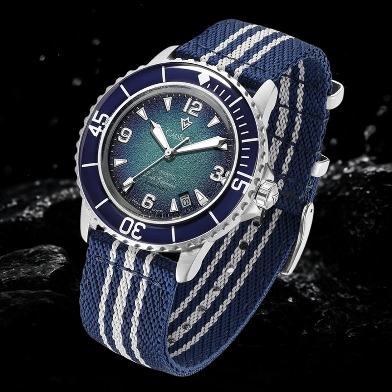 Relógio Cadisen Masculino Mecânico Automático Deep Presence Mariner Blue Azul à prova d'água