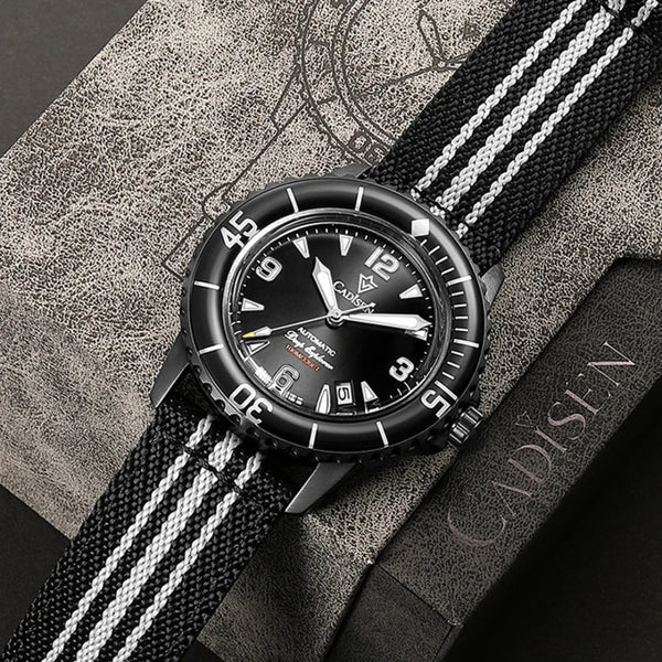 Relógio Cadisen Masculino Mecânico Automático Deep Presence Shadow Diver Preto 3