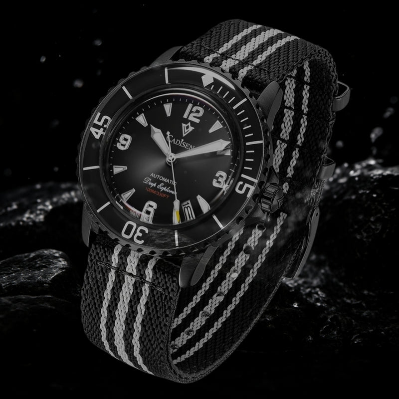 Relógio Cadisen Masculino Mecânico Automático Deep Presence Shadow Diver Preto à prova d'água