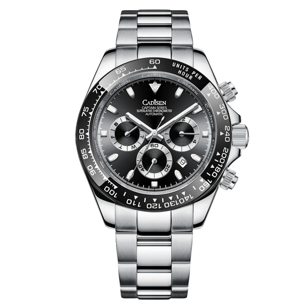 Relógio Cadisen Masculino Cronógrafo Mecânico Automático Vantor Eclipse Preto 1