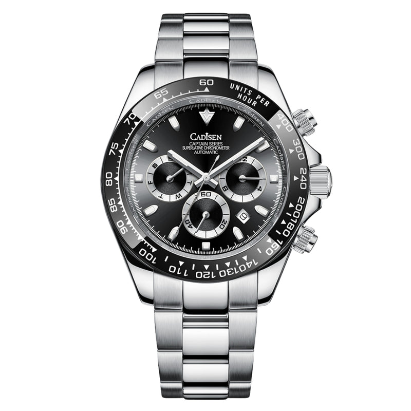 Relógio Cadisen Masculino Cronógrafo Mecânico Automático Vantor Eclipse Preto 1