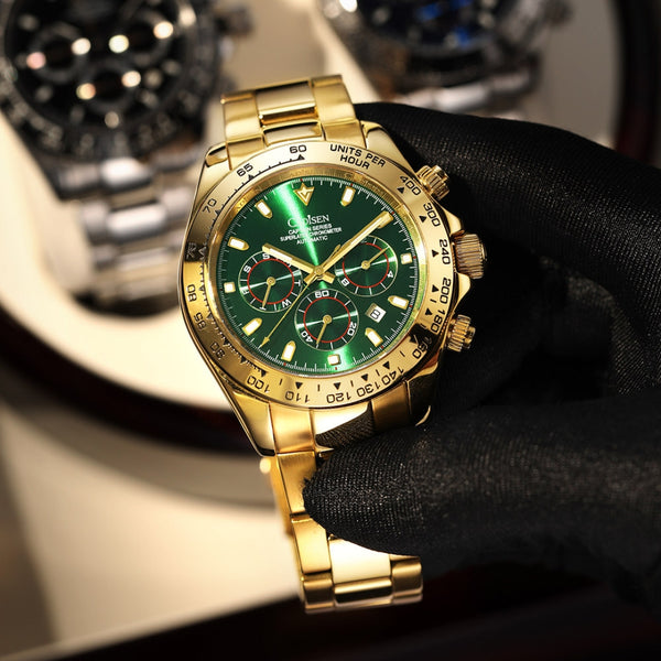Relógio Cadisen Masculino Cronógrafo Mecânico Automático Vantor Emberline Dourado 3