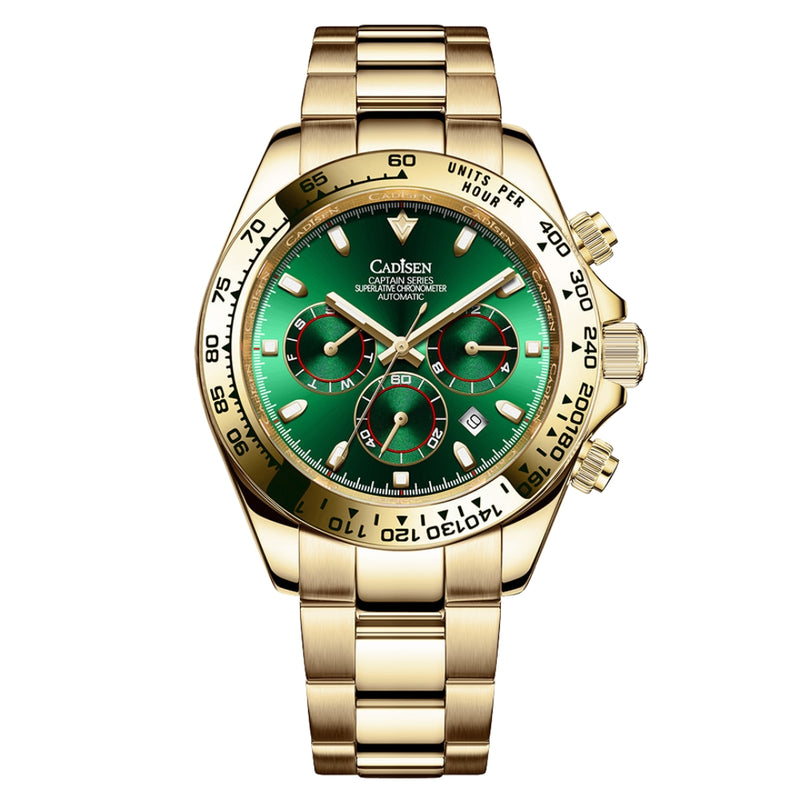 Relógio Cadisen Masculino Cronógrafo Mecânico Automático Vantor Emberline Dourado 1