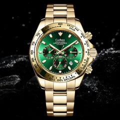Relógio Cadisen Masculino Cronógrafo Mecânico Automático Vantor Emberline Dourado À Prova D'água