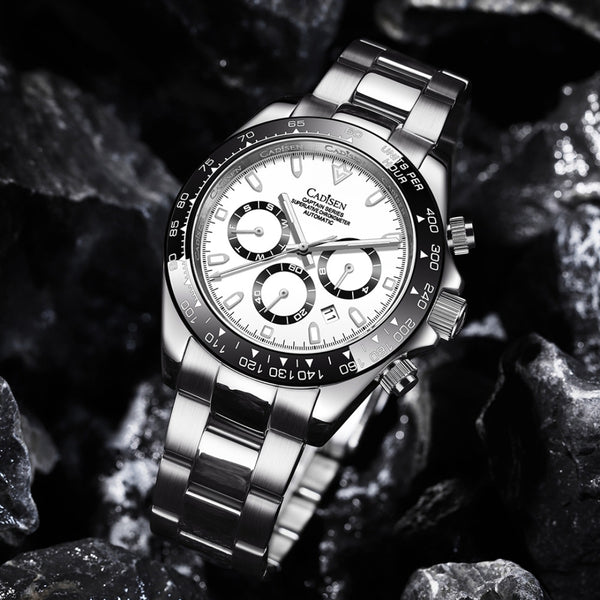 Relógio Cadisen Masculino Cronógrafo Mecânico Automático Vantor Halo Branco 6