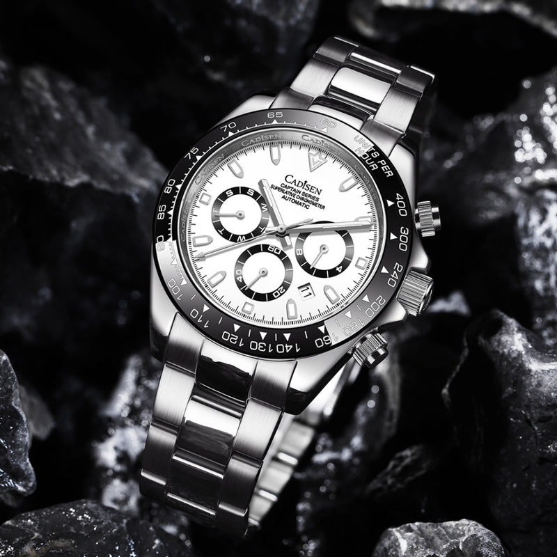 Relógio Cadisen Masculino Cronógrafo Mecânico Automático Vantor Halo Branco 6