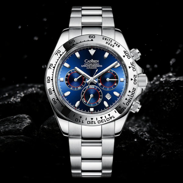 Relógio Cadisen Masculino Cronógrafo Mecânico Automático Vantor Ignition azul 5