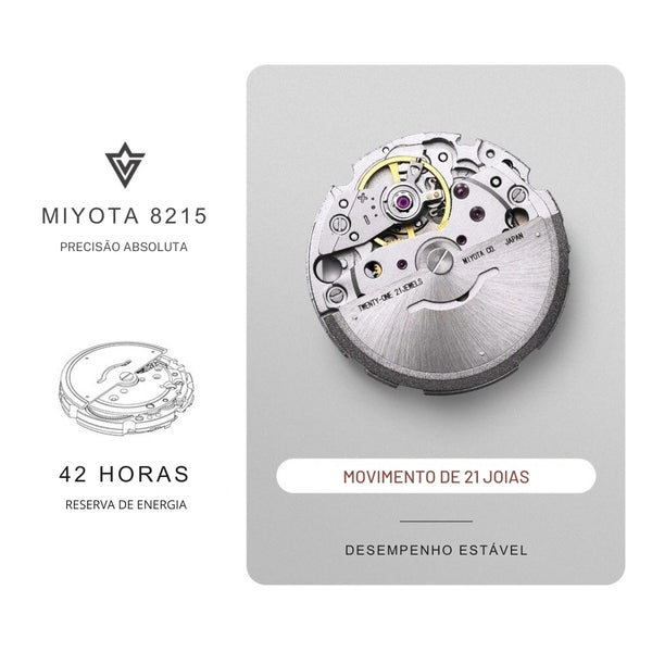Relógio Cadisen Masculino Mecânico Automático com Fundo Azul Essenza Notturno com movimento miyota 8215