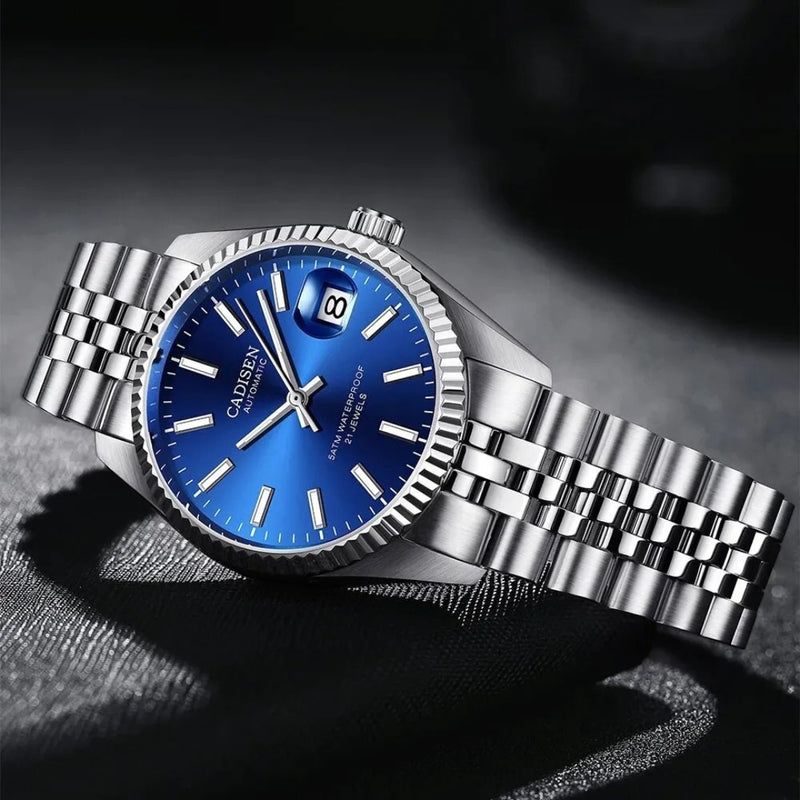 Relógio Cadisen Masculino Mecânico Automático com Fundo Azul Essenza Notturno 3