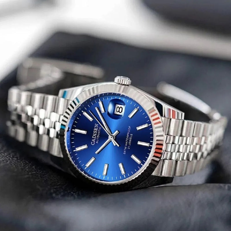 Relógio Cadisen Masculino Mecânico Automático com Fundo Azul Essenza Notturno 4