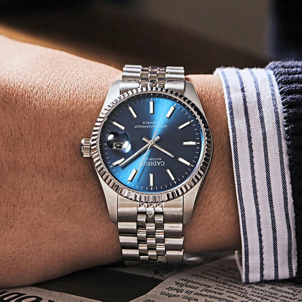 Relógio Cadisen Masculino Mecânico Automático com Fundo Azul Essenza Notturno 2