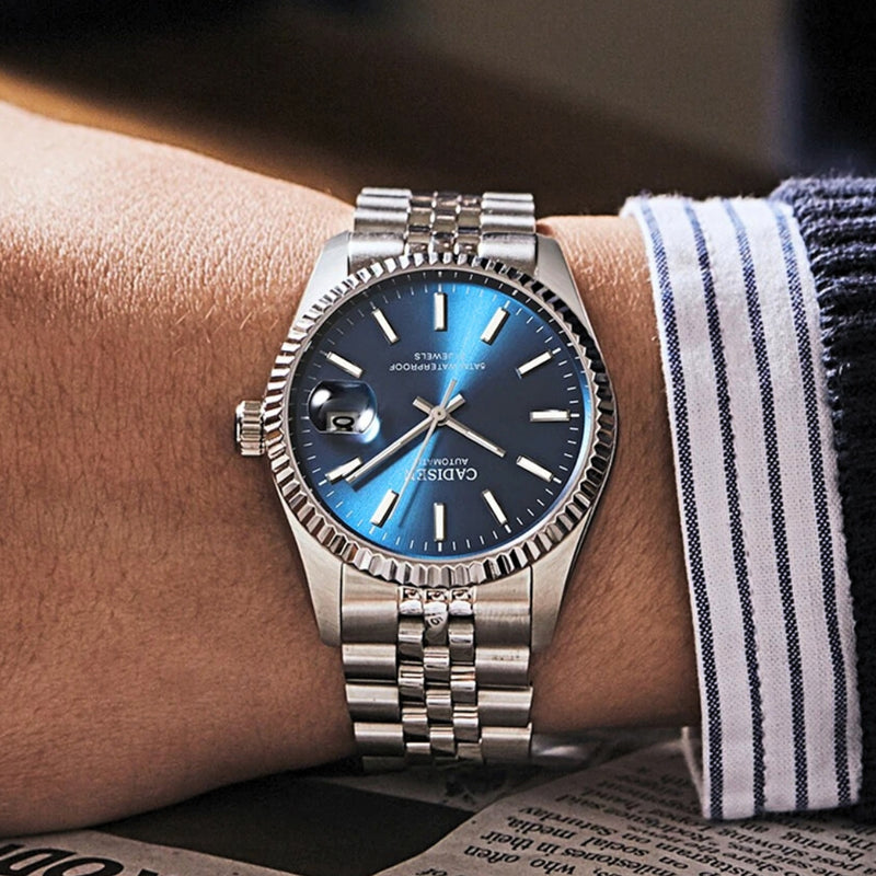 Relógio Cadisen Masculino Mecânico Automático com Fundo Azul Essenza Notturno 2