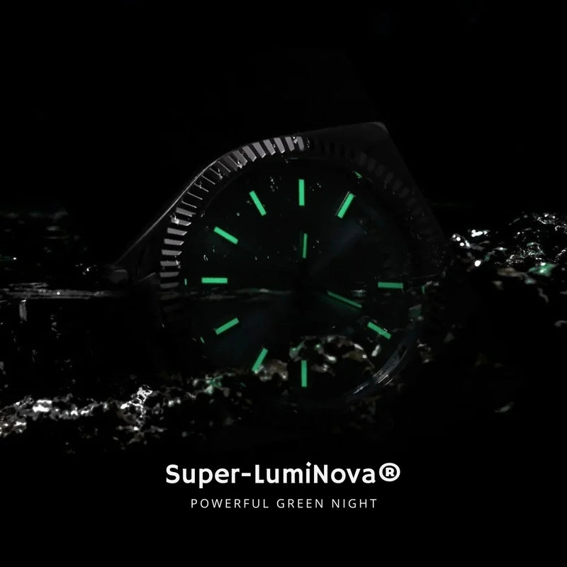 Relógio Cadisen Masculino Preto Mecânico Automático Essenza Ombra com lumen super-luminova