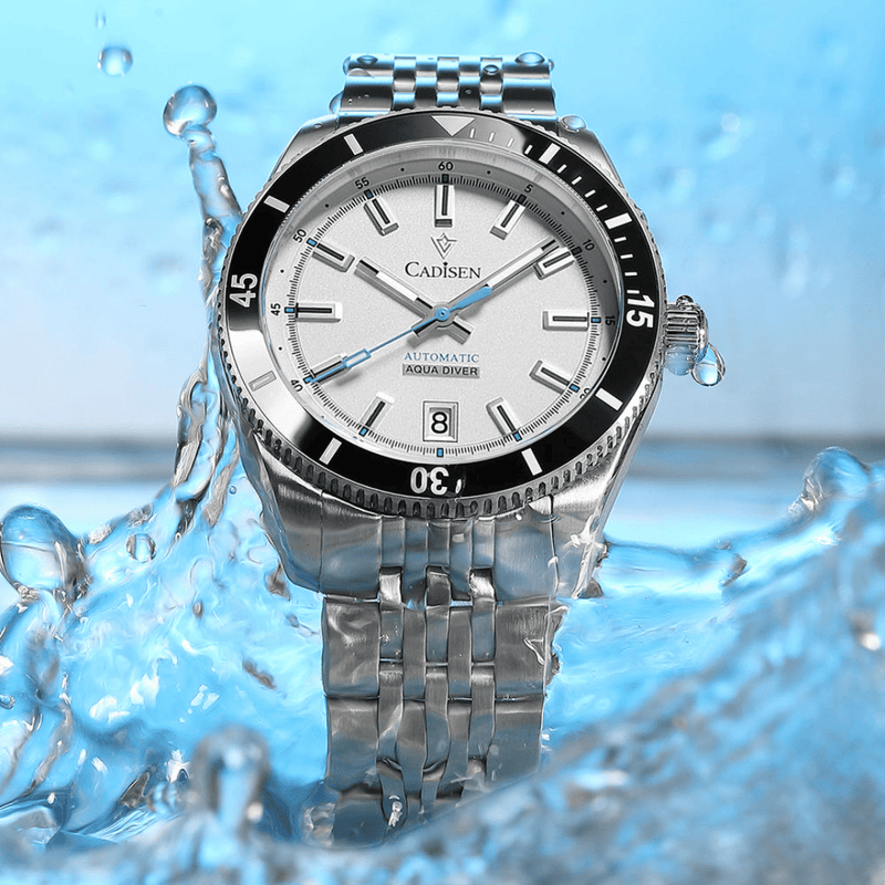 Relógio Masculino Automático Branco Cadisen Triton Alabaster 4