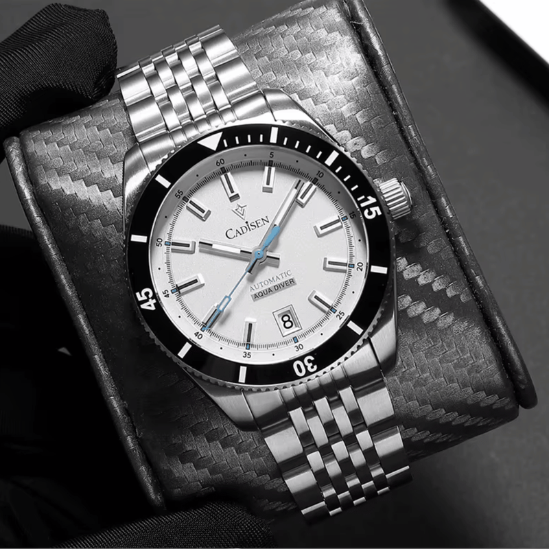Relógio Masculino Automático Branco Cadisen Triton Alabaster 7