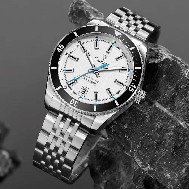 Relógio Masculino Automático Branco Cadisen Triton Alabaster 8