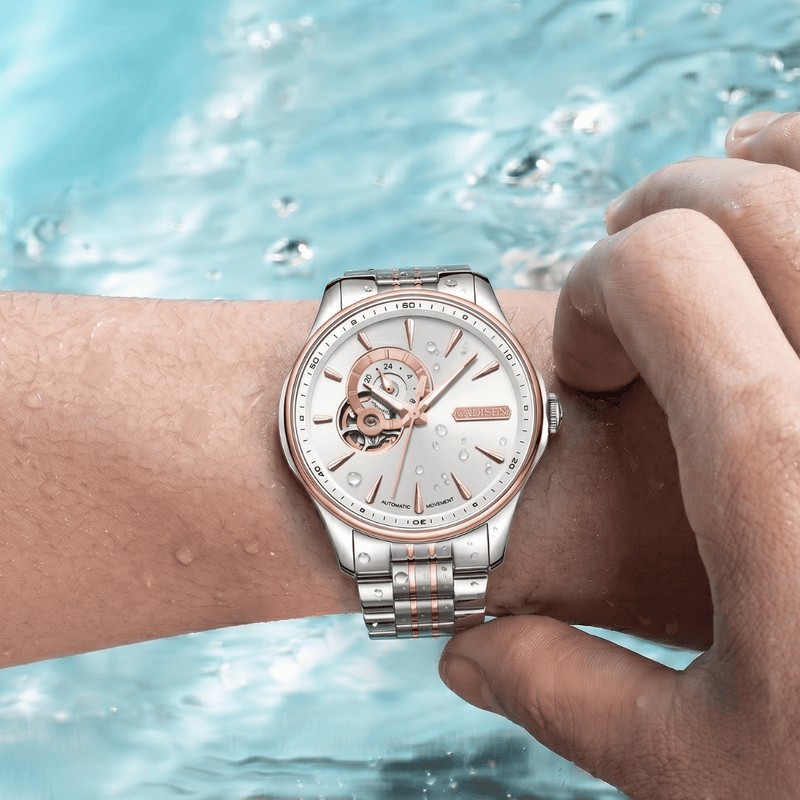 Relógio Masculino Automático Branco Cadisen Altair Porcelain 9