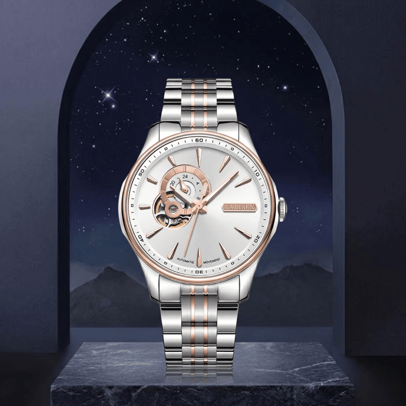 Relógio Masculino Automático Branco Cadisen Altair Porcelain 11