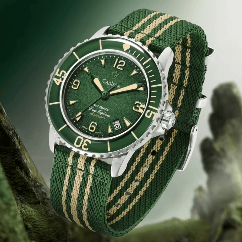 Relógio Masculino Automático Verde Cadisen Deep Presence Forest 7