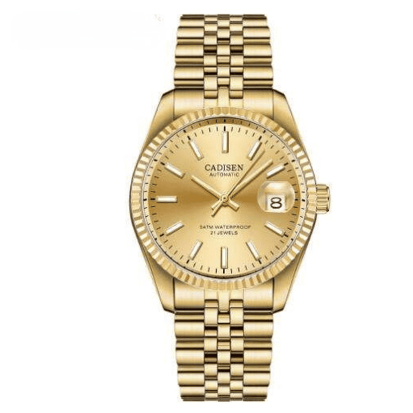 Relógio Masculino Automático Dourado Cadisen Essenza Gold 1