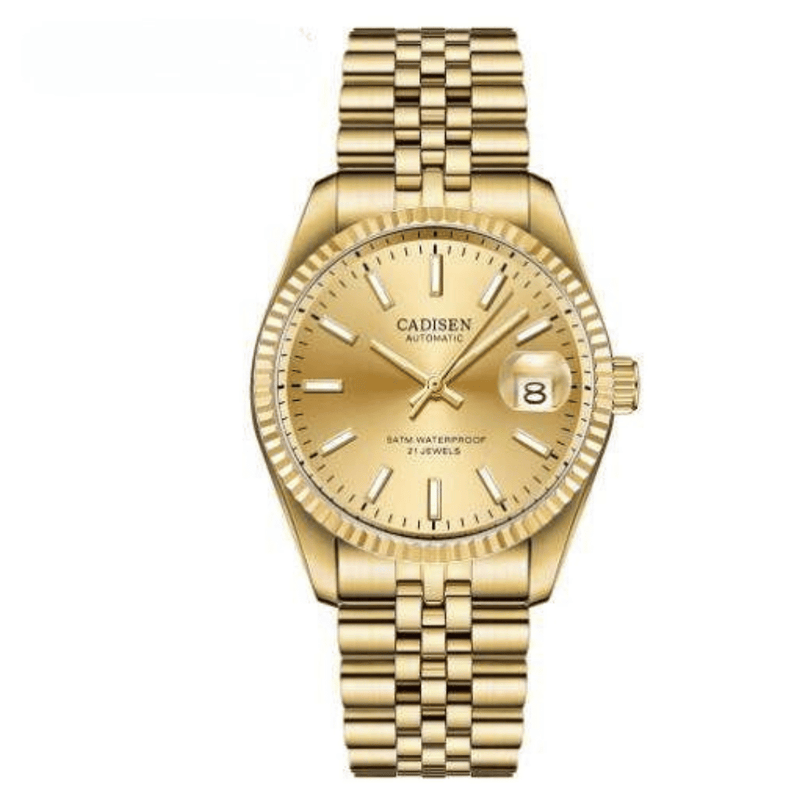 Relógio Masculino Automático Dourado Cadisen Essenza Gold 1