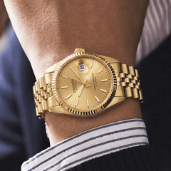 Relógio Masculino Automático Dourado Cadisen Essenza Gold 2
