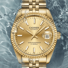 Relógio Masculino Automático Dourado Cadisen Essenza Gold 5