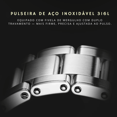 Relógio Masculino Automático Cadisen Marchrono Emerald Preto e Verde 6