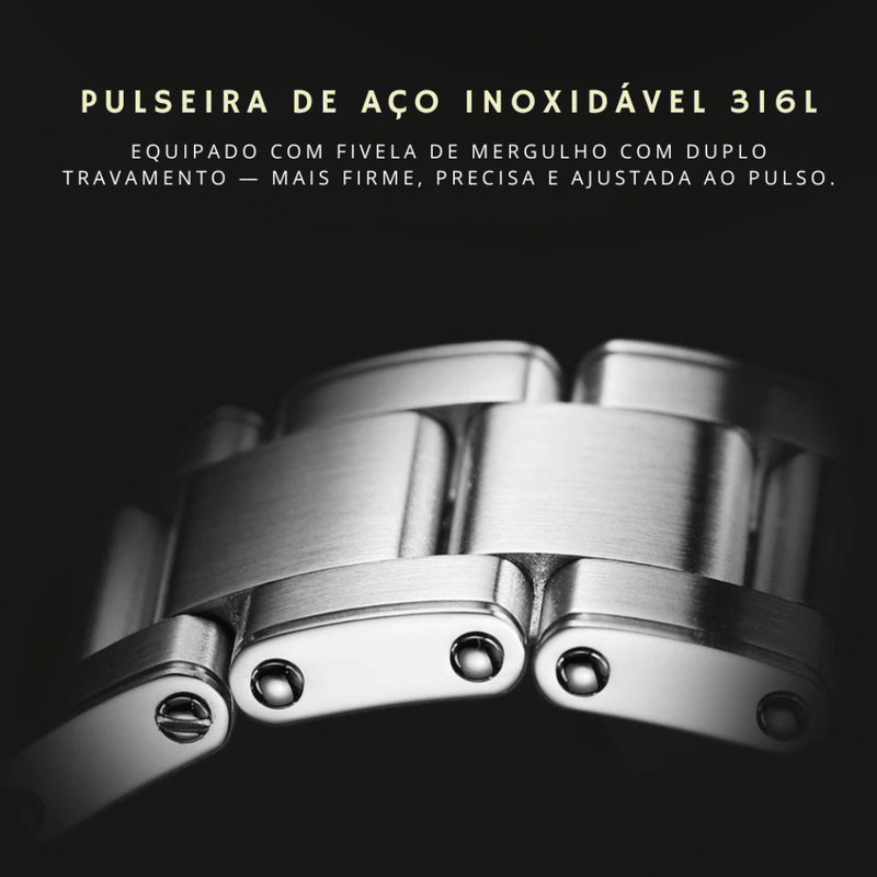Relógio Masculino Automático Cadisen Marchrono Emerald Preto e Verde 6