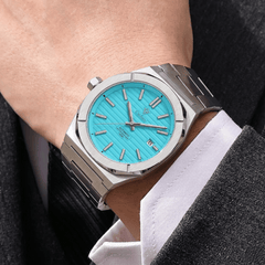 Relógio Masculino Automático Azul Turquesa Cadisen Orbitron Skyfall 2