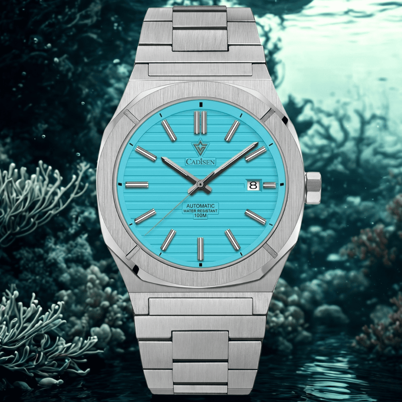 Relógio Masculino Automático Azul Turquesa Cadisen Orbitron Skyfall 5