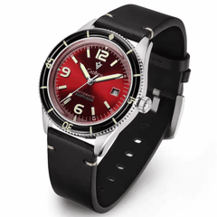 Relógio Masculino Automático Vermelho Cadisen Vanguard Burgundy 1
