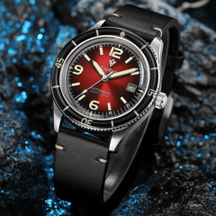 Relógio Masculino Automático Vermelho Cadisen Vanguard Burgundy 10