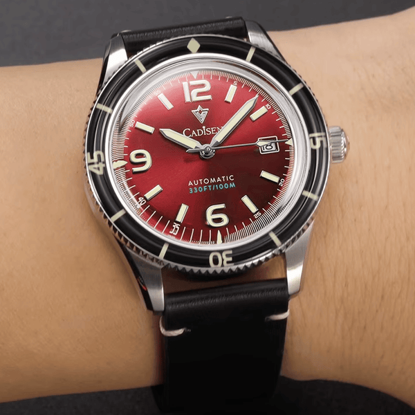 Relógio Masculino Automático Vermelho Cadisen Vanguard Burgundy 2