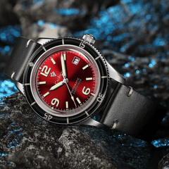 Relógio Masculino Automático Vermelho Cadisen Vanguard Burgundy 8